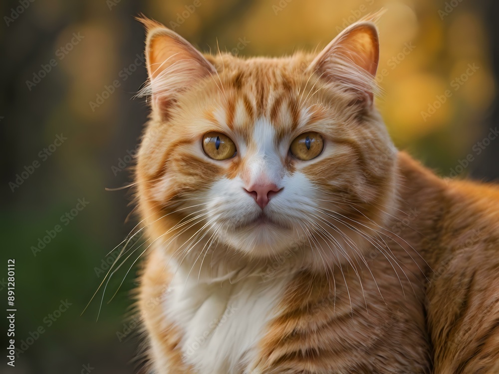 orange cat with blur background, orange cat is sitting and looking orange cat with blur background, orange cat is sitting and looking
