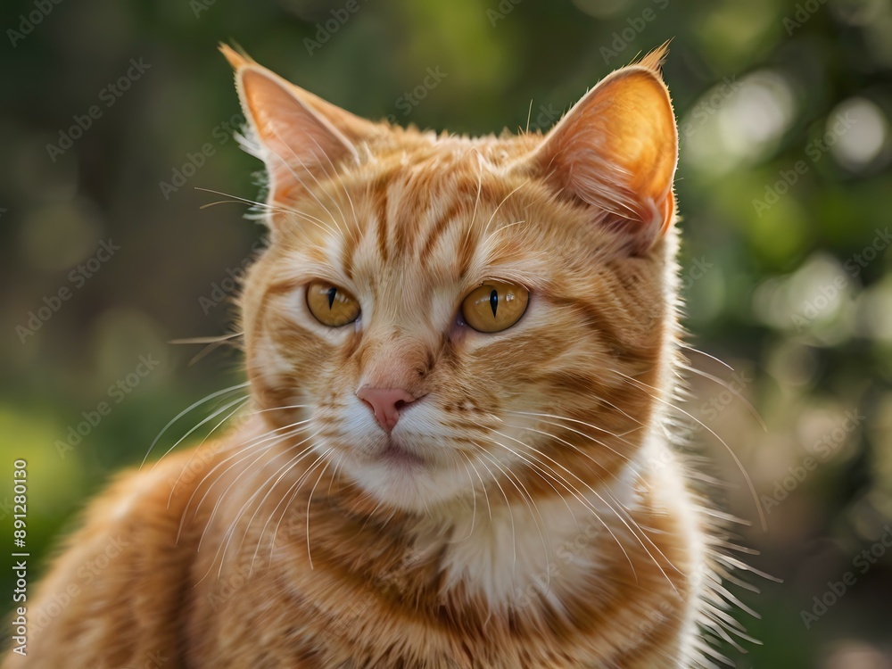 orange cat with blur background, orange cat is sitting and looking orange cat with blur background, orange cat is sitting and looking