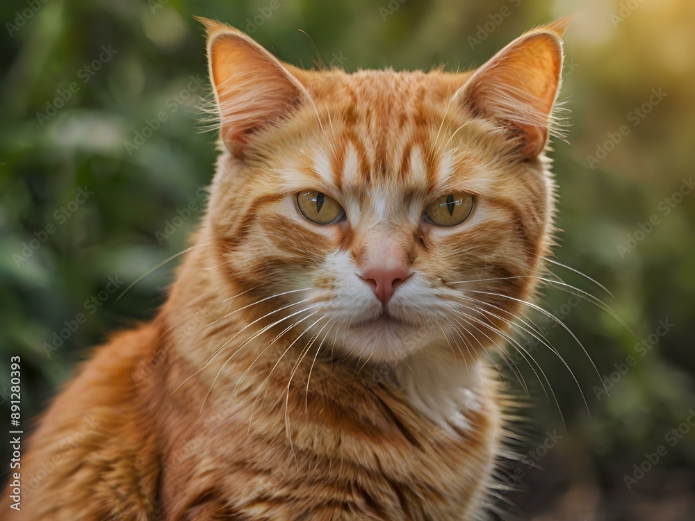 orange cat with blur background, orange cat is sitting and looking orange cat with blur background, orange cat is sitting and looking