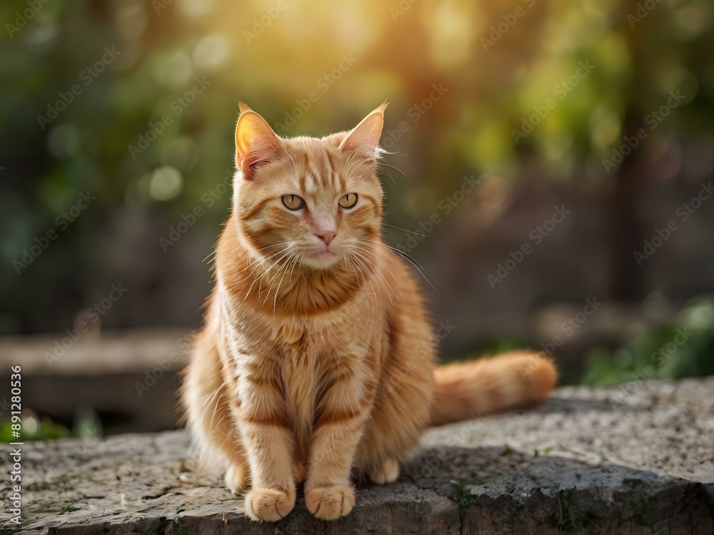 orange cat with blur background, orange cat is sitting and looking orange cat with blur background, orange cat is sitting and looking