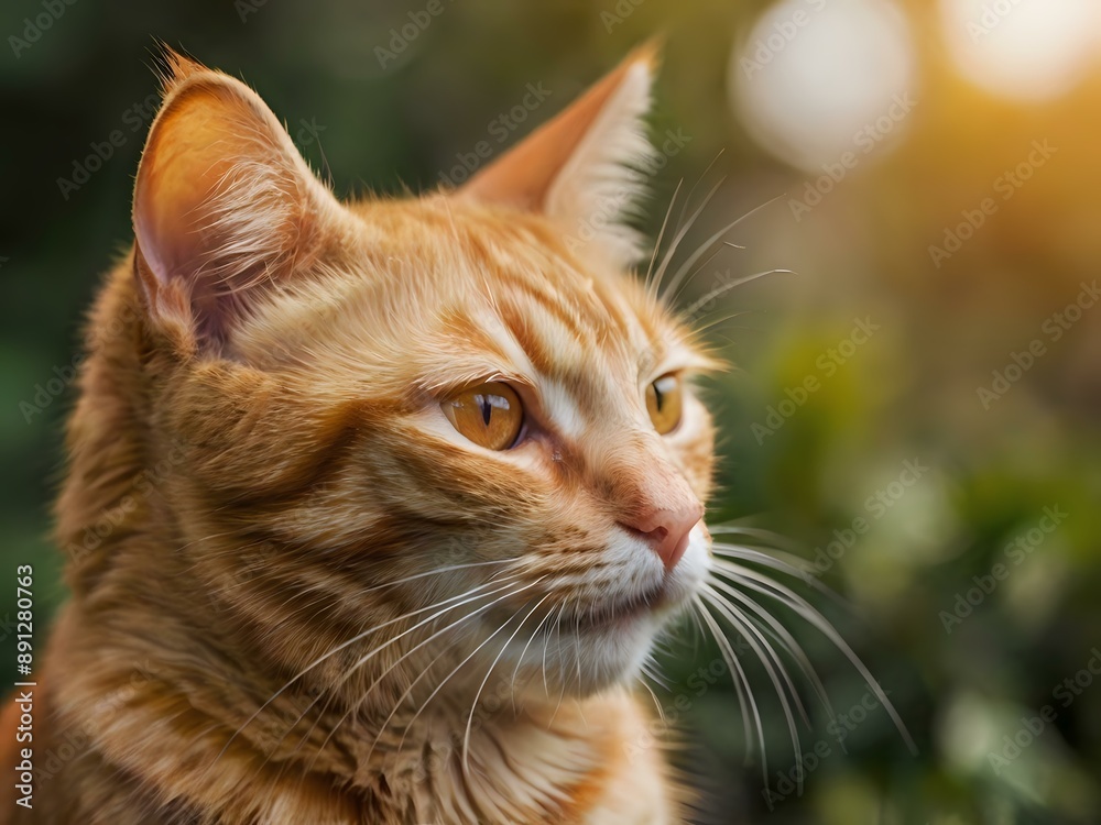 orange cat with blur background, orange cat is sitting and looking orange cat with blur background, orange cat is sitting and looking