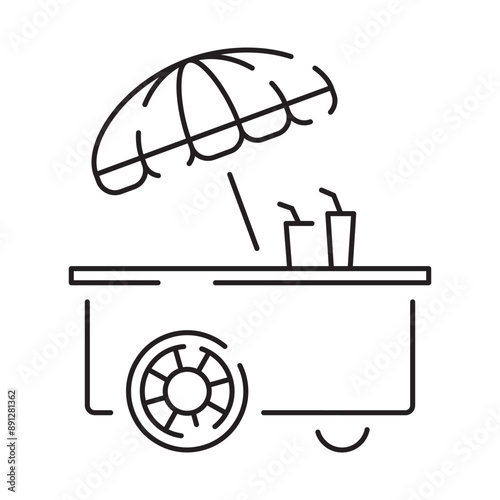 Food truck line icon. Street food element and sign