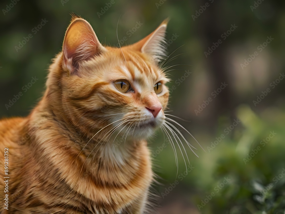 orange cat with blur background, orange cat is sitting and looking orange cat with blur background, orange cat is sitting and looking