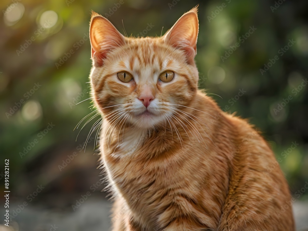 orange cat with blur background, orange cat is sitting and looking orange cat with blur background, orange cat is sitting and looking