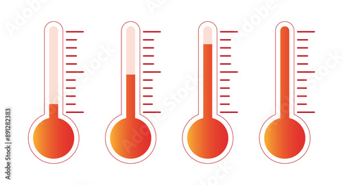 Set of thermometers with different levels 