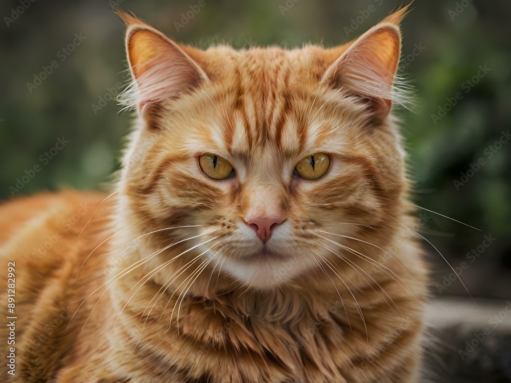 orange cat with blur background, orange cat is sitting and looking orange cat with blur background, orange cat is sitting and looking