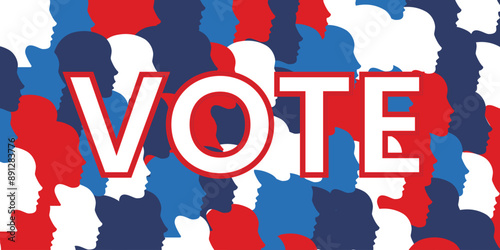 Diversity in voters. Vote banner. Us elections.