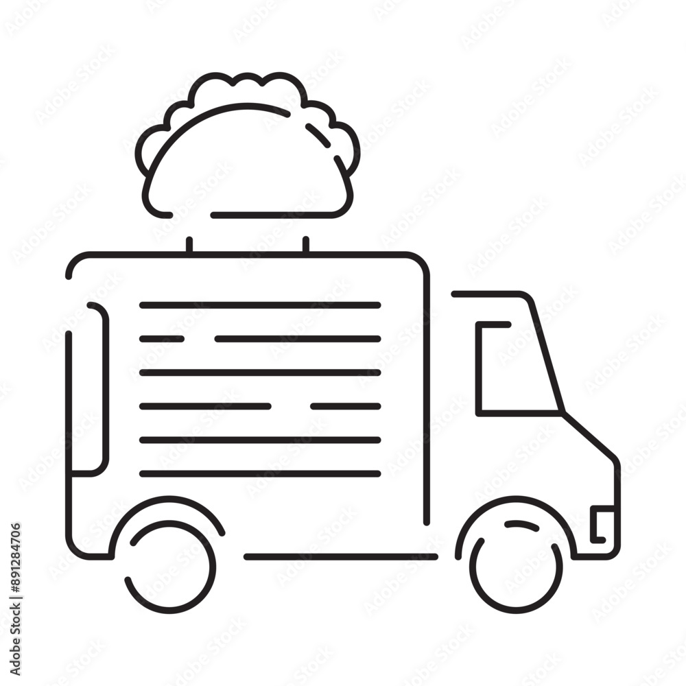 Food truck line icon. Street food element and sign Food truck line icon. Street food element and sign