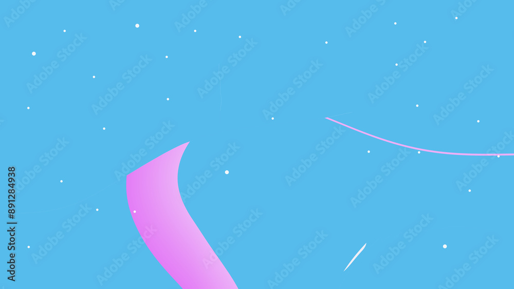 Fototapeta premium Abstract Blue childish Background with Pink Curves