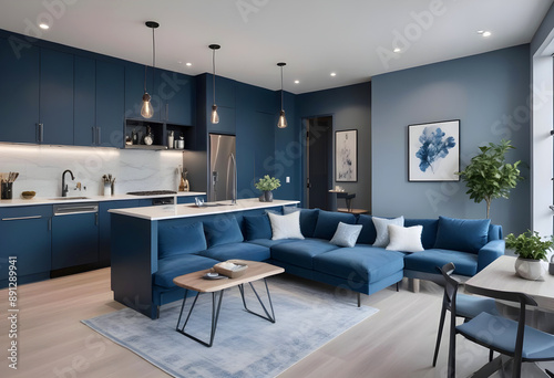 modern dining room with table