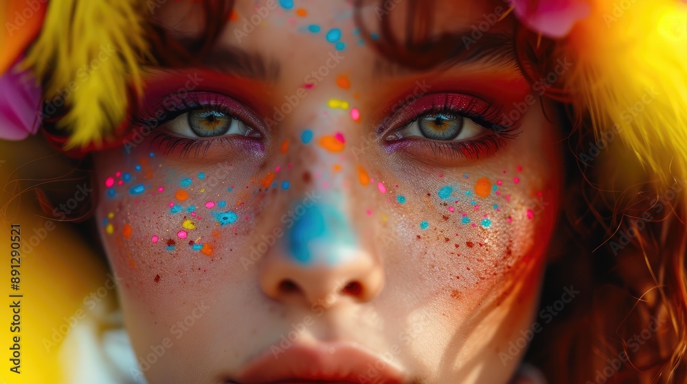 Vibrant Festival Makeup Look Close-Up Vibrant Festival Makeup Look Close-Up