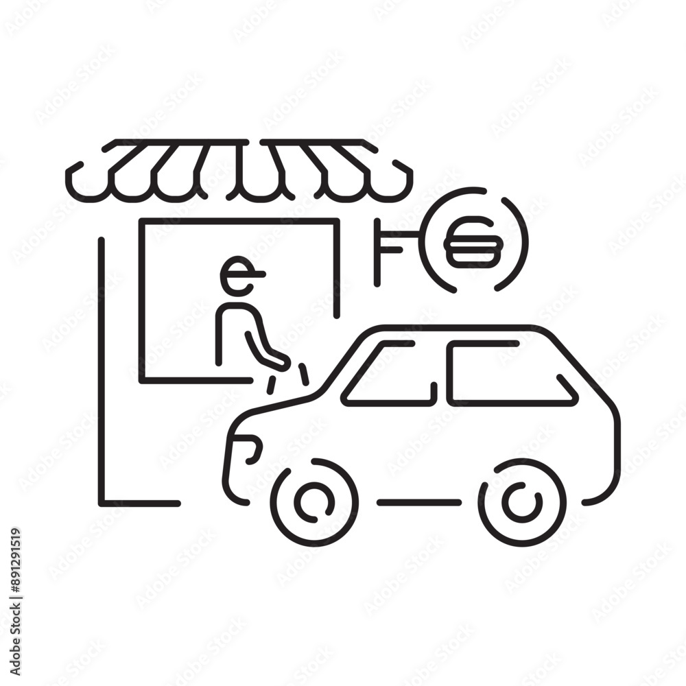 Drive through line icon isolated on white background from fast food collection Drive through line icon isolated on white background from fast food collection