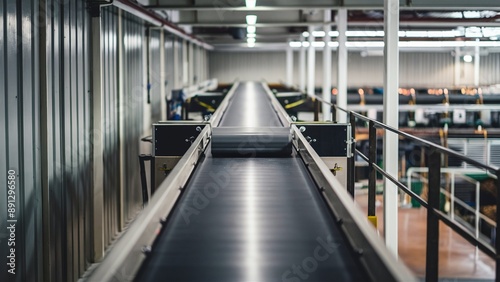 Empty Conveyor Belt in Sorting Facility