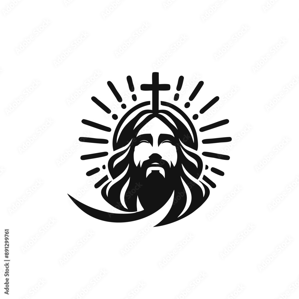 jesus logo icon illustration black white template jesus logo icon illustration black white template