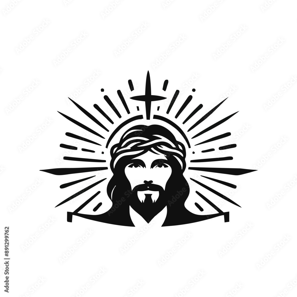 jesus logo icon illustration black white template jesus logo icon illustration black white template