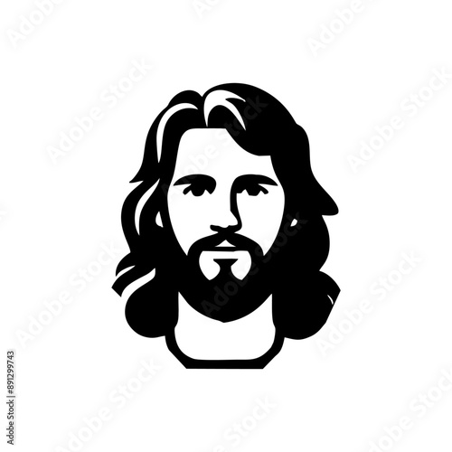 jesus logo icon illustration black white template