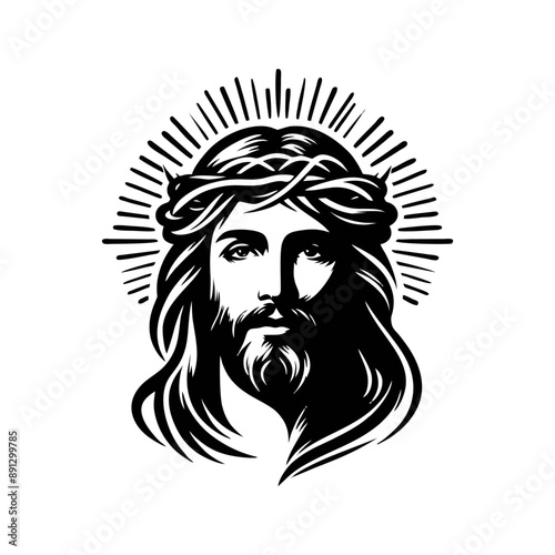 jesus logo icon illustration black white template