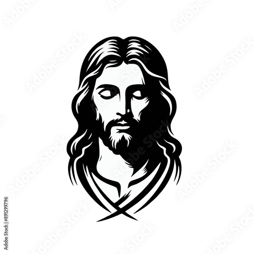 jesus logo icon illustration black white template