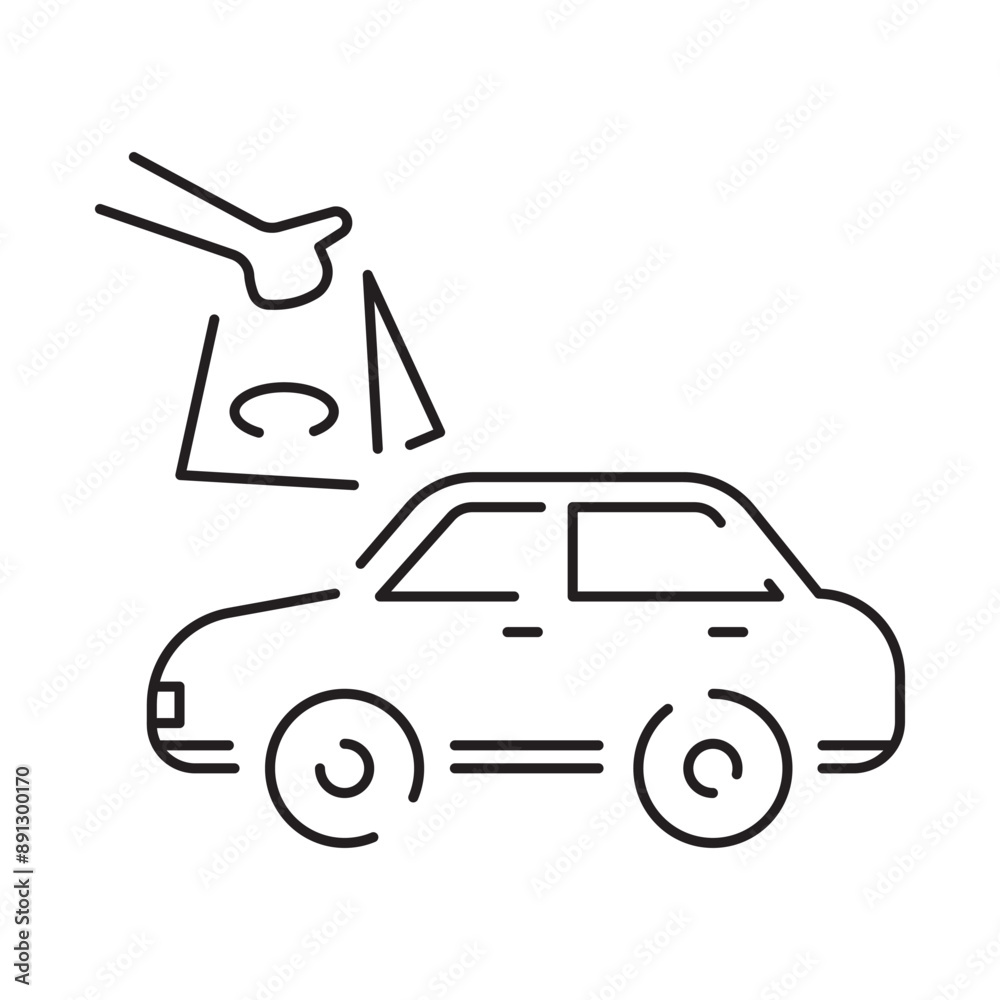 Drive through linear icon. Bank services, ATM, Transport lane to terminal. Contour symbol. Editable stroke Drive through linear icon. Bank services, ATM, Transport lane to terminal. Contour symbol. Editable stroke