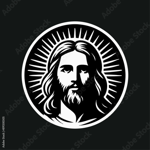 jesus logo icon illustration black white template