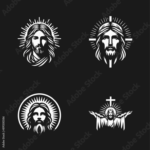 jesus logo icon illustration black white template