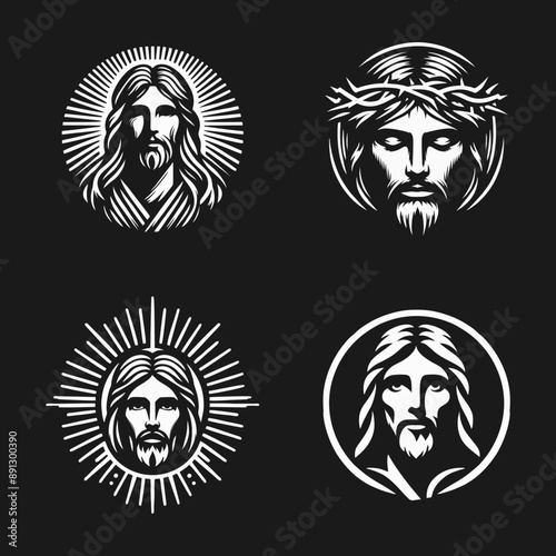 jesus logo icon illustration black white template