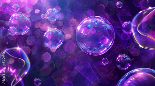 purple background with soap bubbles triangle 