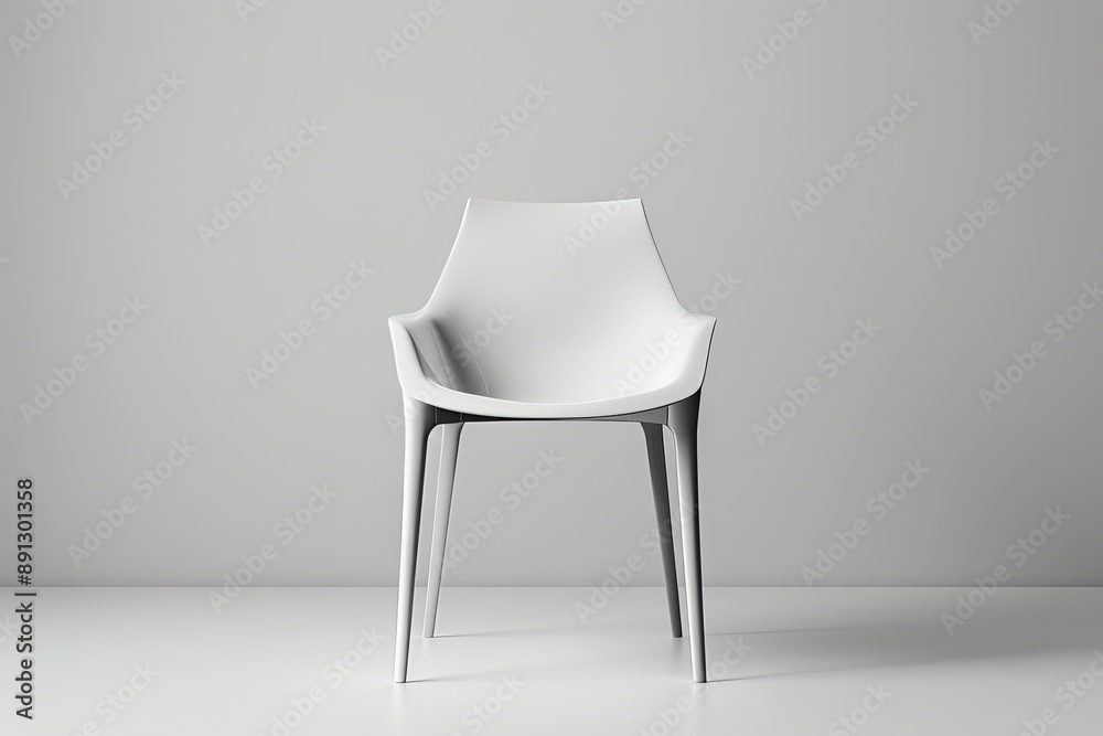 Modern white chair standing in empty white room Modern white chair standing in empty white room