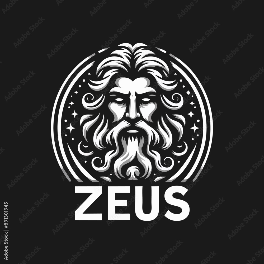 Zeus old man beard logo icon design illustration Zeus old man beard logo icon design illustration