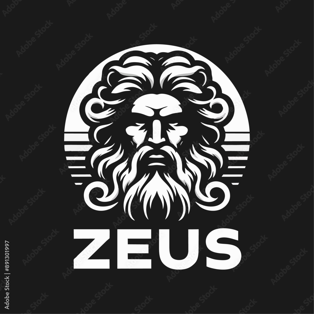 Zeus old man beard logo icon design illustration Zeus old man beard logo icon design illustration
