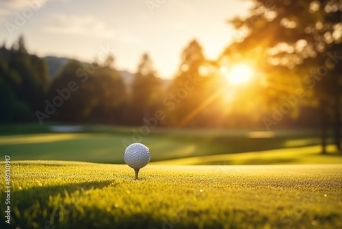 empty golf court with single golf ball in the front