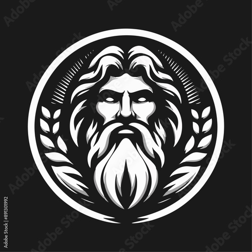 Zeus old man beard logo icon design illustration