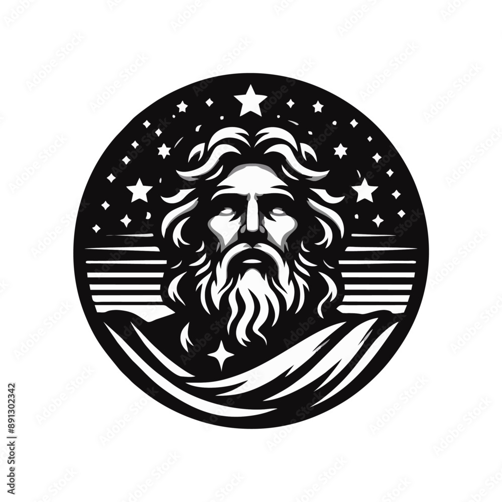Zeus old man beard logo icon design illustration Zeus old man beard logo icon design illustration