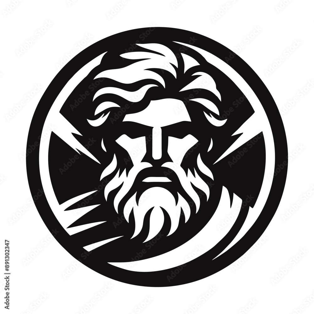 Fototapeta premium Zeus old man beard logo icon design illustration