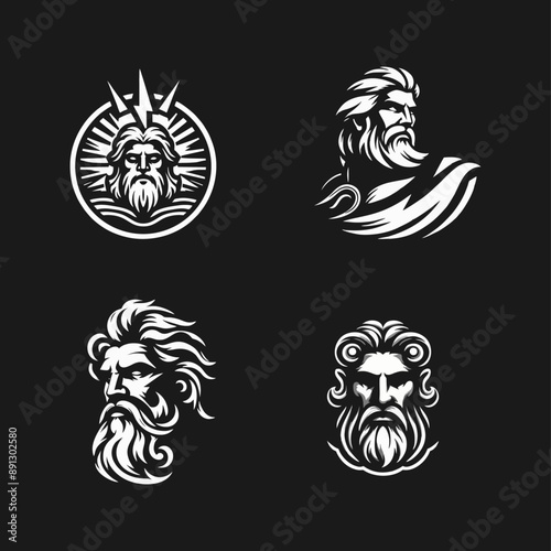 Zeus old man beard logo icon design illustration