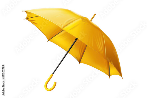 Umbrella with handle, open, yellow, on a transparent background