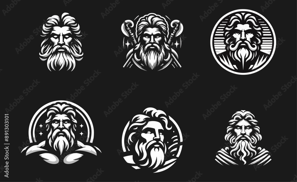 Zeus old man beard logo icon design illustration Zeus old man beard logo icon design illustration