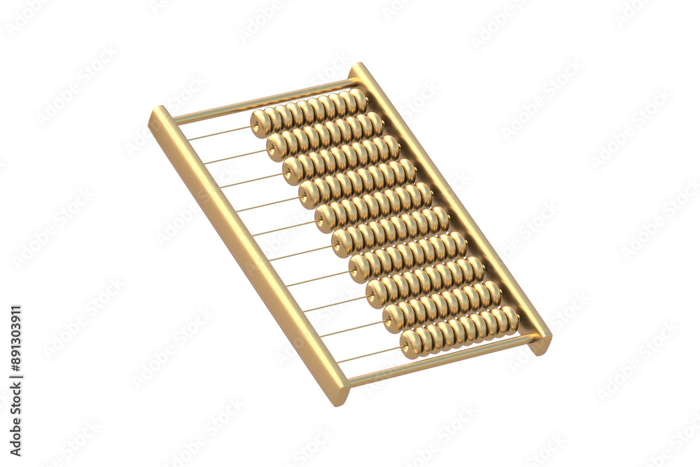 Golden abacus isolated on white background. 3d render Golden abacus isolated on white background. 3d render