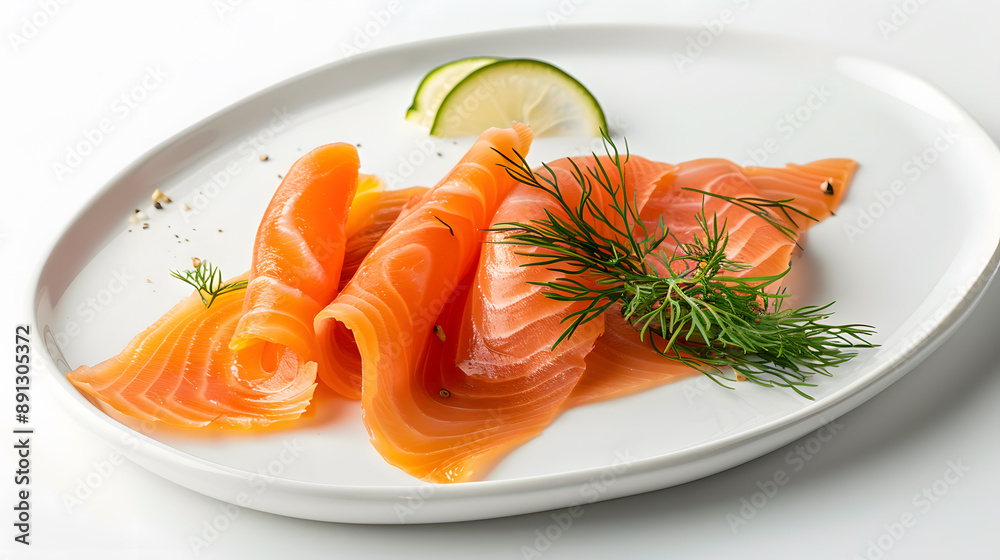 Salmon fillet and steak with dill, and lemon on a plate. Salmon fillet and steak with dill, and lemon on a plate.