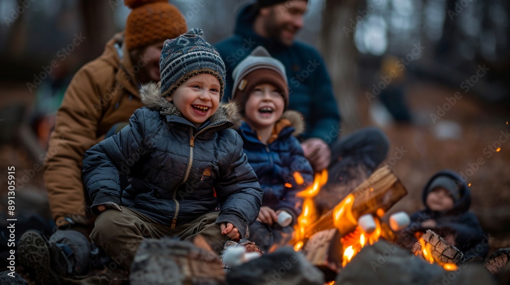 Family Gathering Around a Campfire Family Gathering Around a Campfire