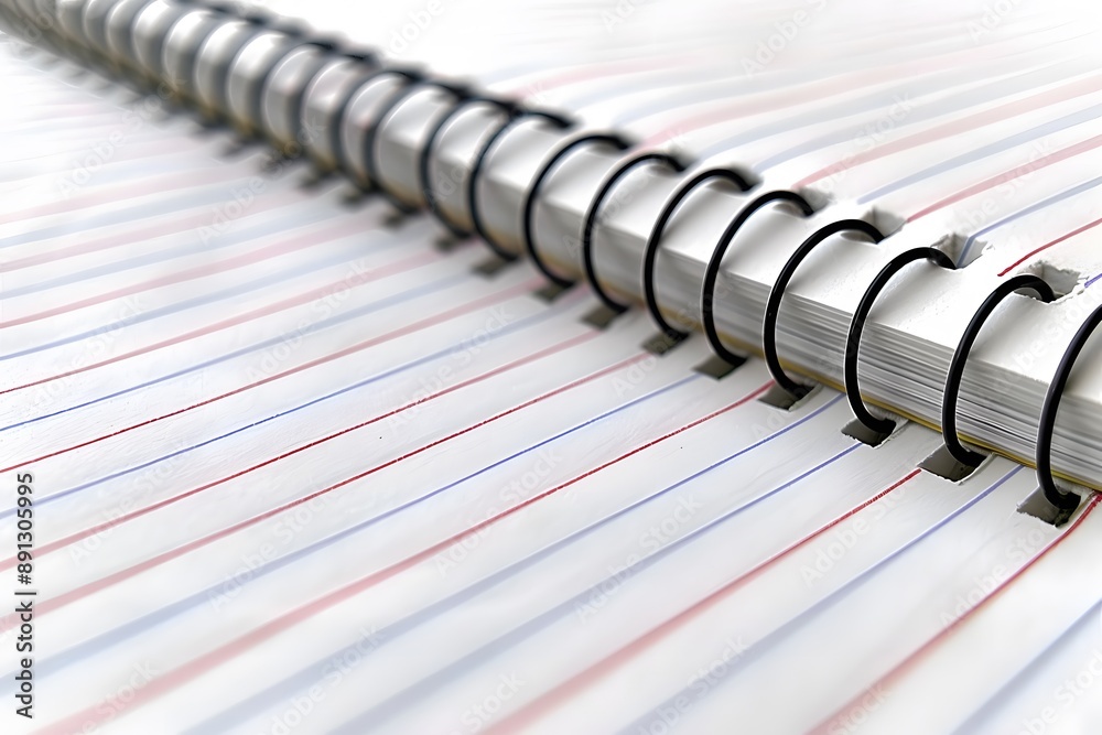 Close-Up of Spiral Bound Notebook with Lined Pages for Writing Journal or School Notes Close-Up of Spiral Bound Notebook with Lined Pages for Writing Journal or School Notes