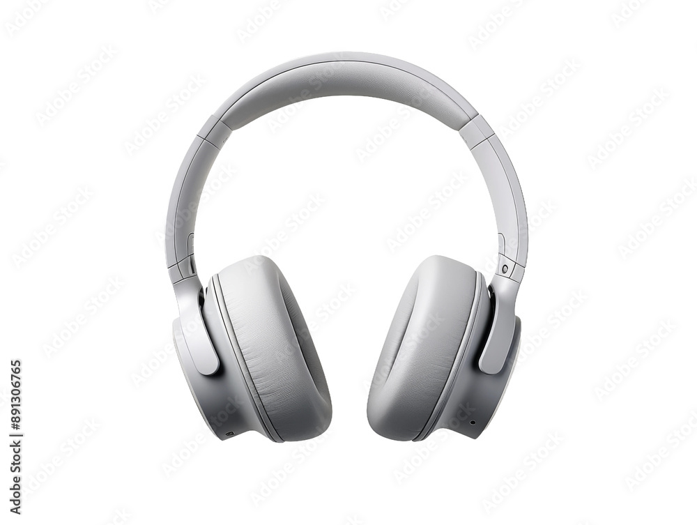 A pair of white wireless over-ear headphones are isolated on a white background A pair of white wireless over-ear headphones are isolated on a white background