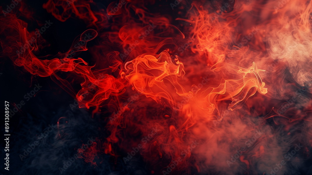 © Nu Ai generated imag - red fire smoke texture background