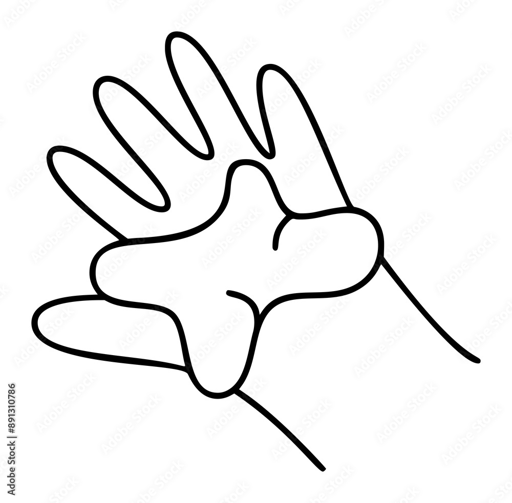 Vector doodle clay or plasticine on hand of kid. Line art illustration element icon for coloring book, web design. Isolated on white background Vector doodle clay or plasticine on hand of kid. Line art illustration element icon for coloring book, web design. Isolated on white background