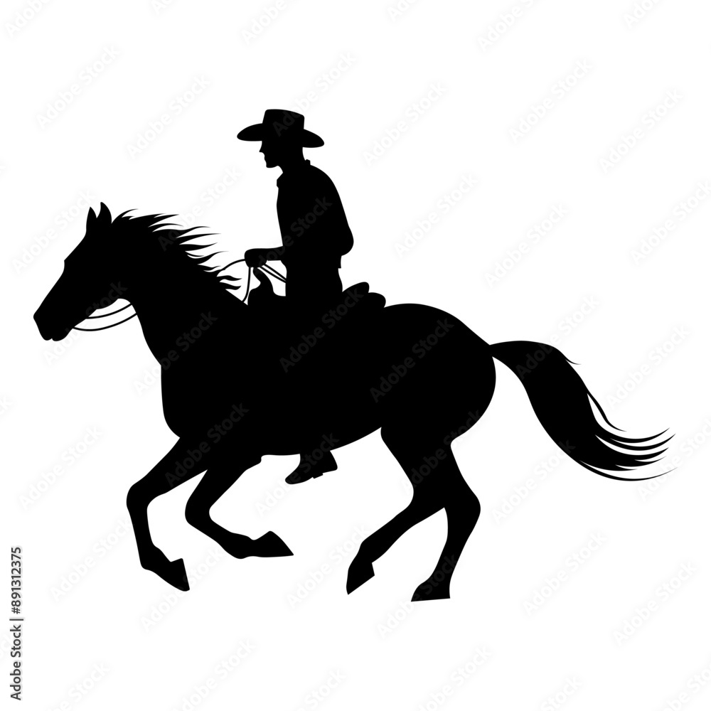 Silhouette cowboy riding horse. Vector Silhouette cowboy riding horse. Vector