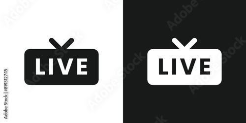 live television icon black and white on transparent background