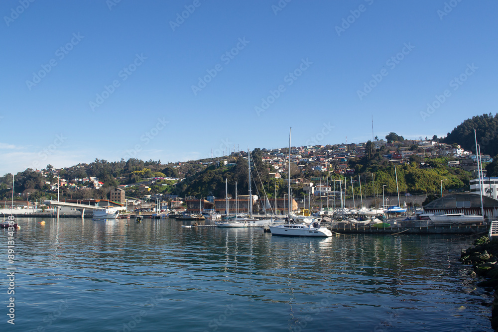 a sailboat marina in the south of Chile a sailboat marina in the south of Chile