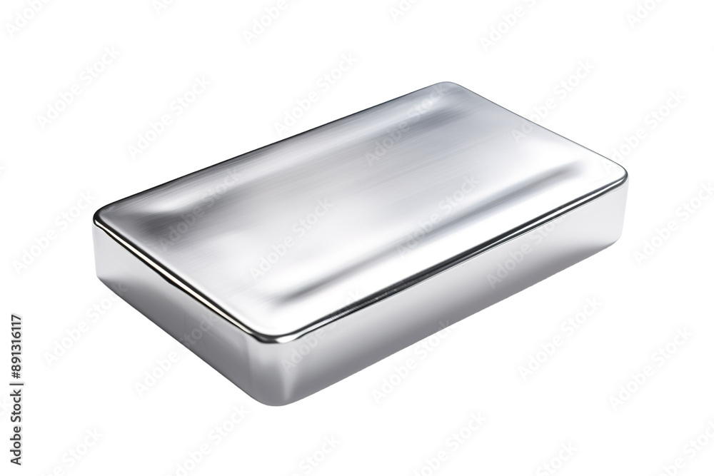 A Gleaming Silver Bar Reflecting Light in a Studio Setting on a Clear PNG or White Background. A Gleaming Silver Bar Reflecting Light in a Studio Setting on a Clear PNG or White Background.