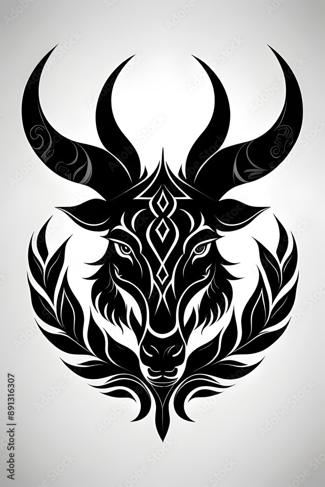 a vector illustration of a ram head logo,  animal, design, horned, mascot, graphic, symbol, icon, branding, emblem, outline, art, abstract, stylized, clipart, powerful, strong, wildlife, nature