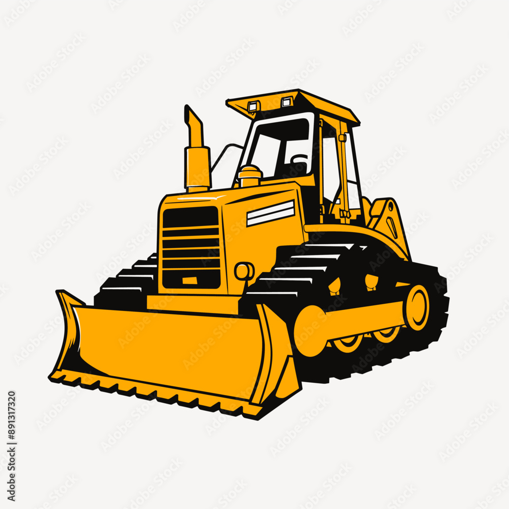 Fototapeta premium construction machine bulldozer site logo on white background vector, construction company logotype